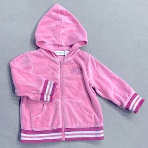 First Impressions Pink Velour Hooded Jacket Embroidery Princess Toddler Girl 12M